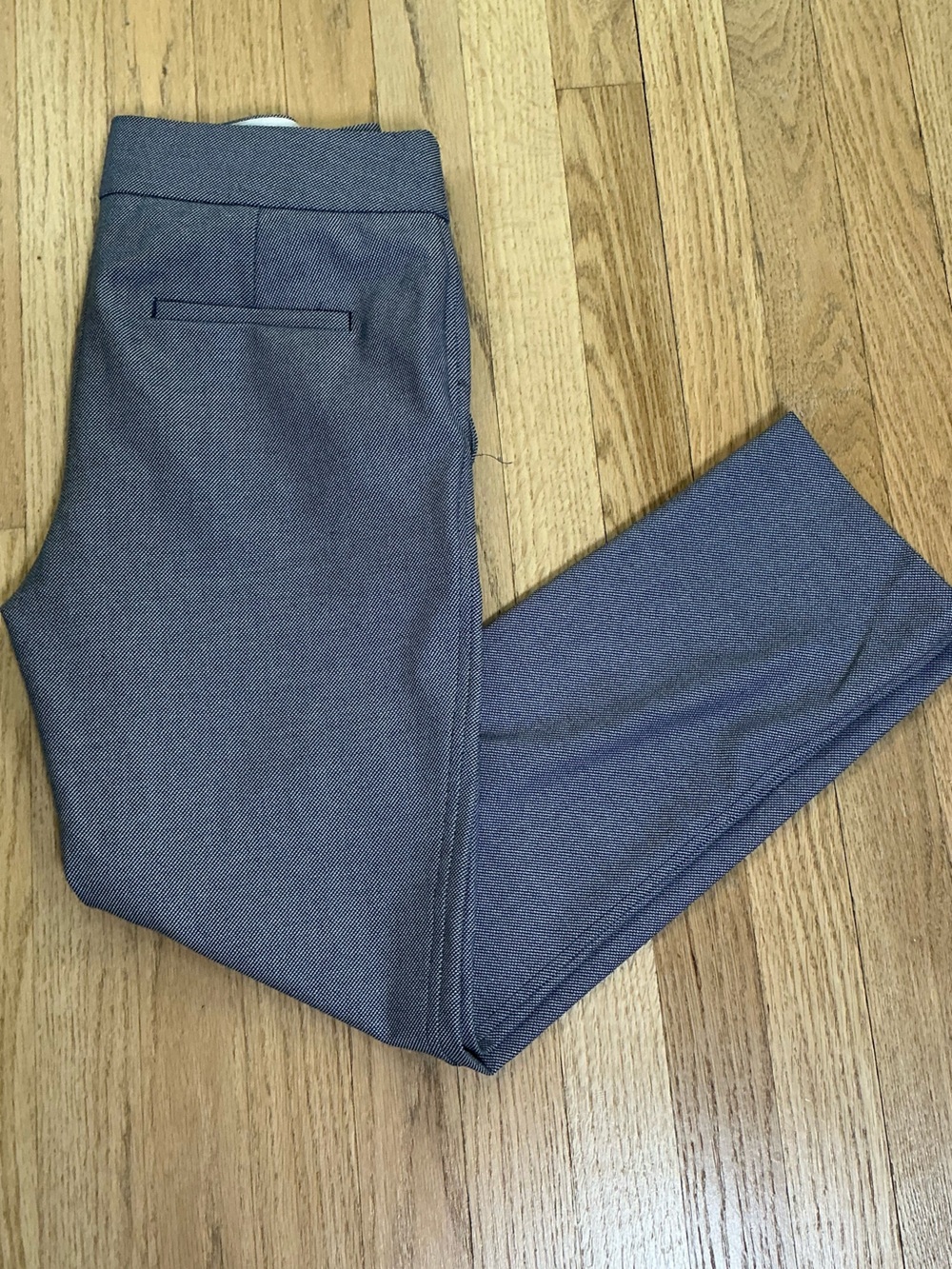LOFT Marisa Modern straight Ankle Pants Size 4 Navy Birdseye Textured - Picture 5 of 8